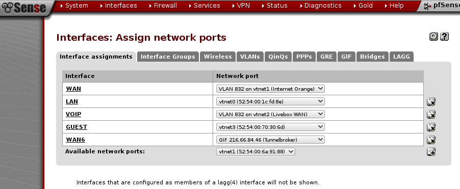 Asignación de interfaces