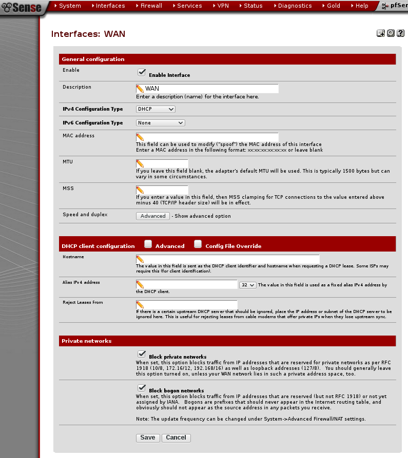 Configuración de la red WAN