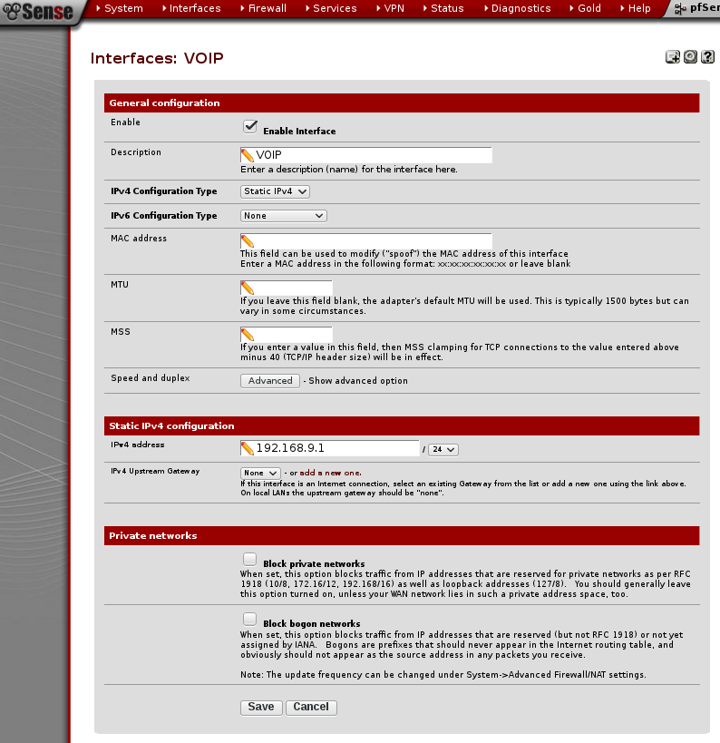 Configuración de la red VoIP