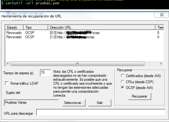 OCSP test with certutil